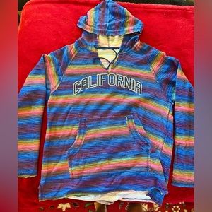 American Crown Pullover Hoodie, Striped, Large